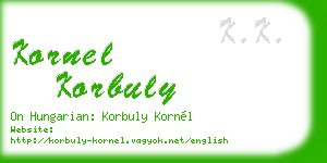 kornel korbuly business card