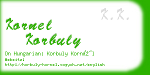 kornel korbuly business card